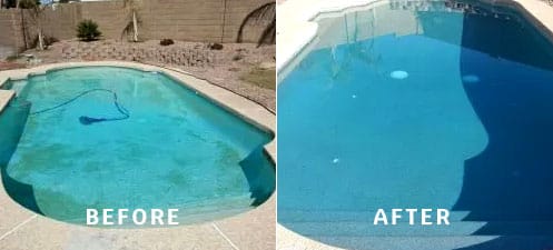 Pool remodelling using quartz - before and after